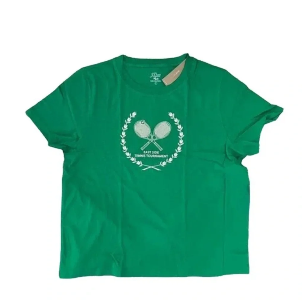 NWT J. Crew Kelly Green "Tennis Tournament" Graphic Relaxed T-Shirt NEW LARGE - Picture 5 of 5